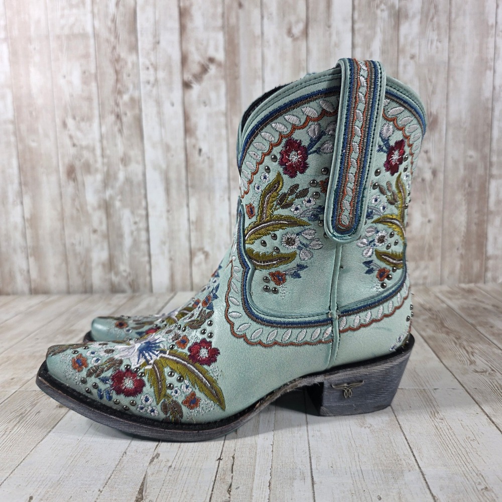 Lane Boots Robin Turquoise Floral Embroidered Studded Western Boots LB0456 5.5 - Picture 4 of 8